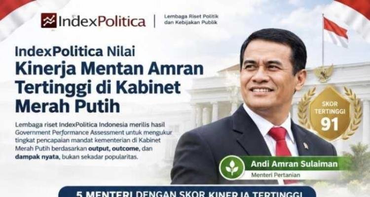 Andi Amran Menteri Berkinerja Terbaik Versi IndexPolitica 