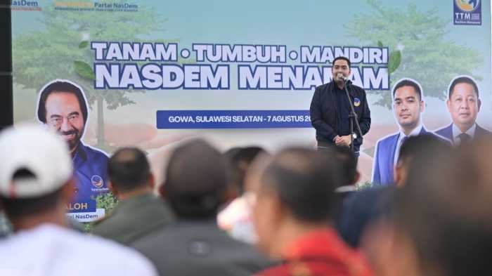 Bersama Prananda Surya Paloh, Peserta Rakernas Nasdem Tanam Pohon di Gowa